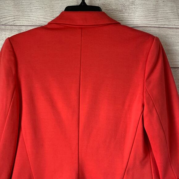 Lauren Conrad Dark Coral Pink Blazer Jacket Open Front Elbow Length Sleeves Sz 4 - Picture 5 of 11